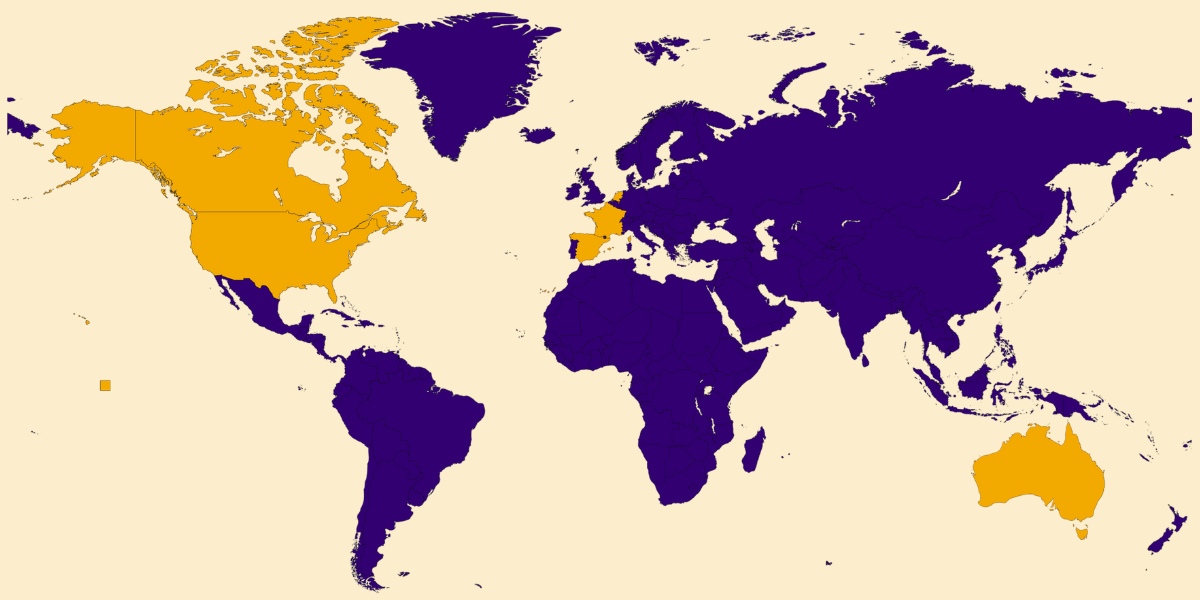 world map that highlights the cities listed where students participated