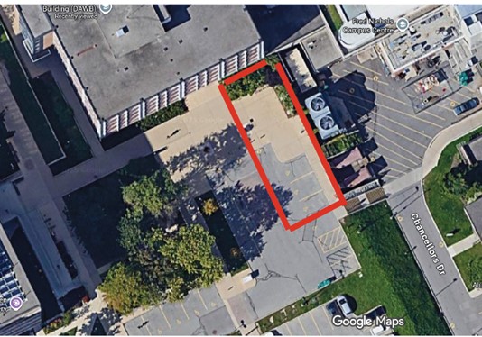 The image outlines the specific  accessible parking spaces that will be closed in Lot 42 on September 18th.