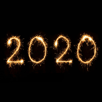 2020 spelled in lights