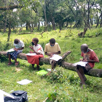Students reading in Kenya
