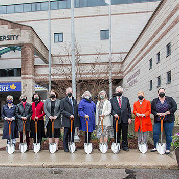 Dignitaries and donors celebrate groundbreaking of Laurier’s new Savvas Chamberlain Music Building.